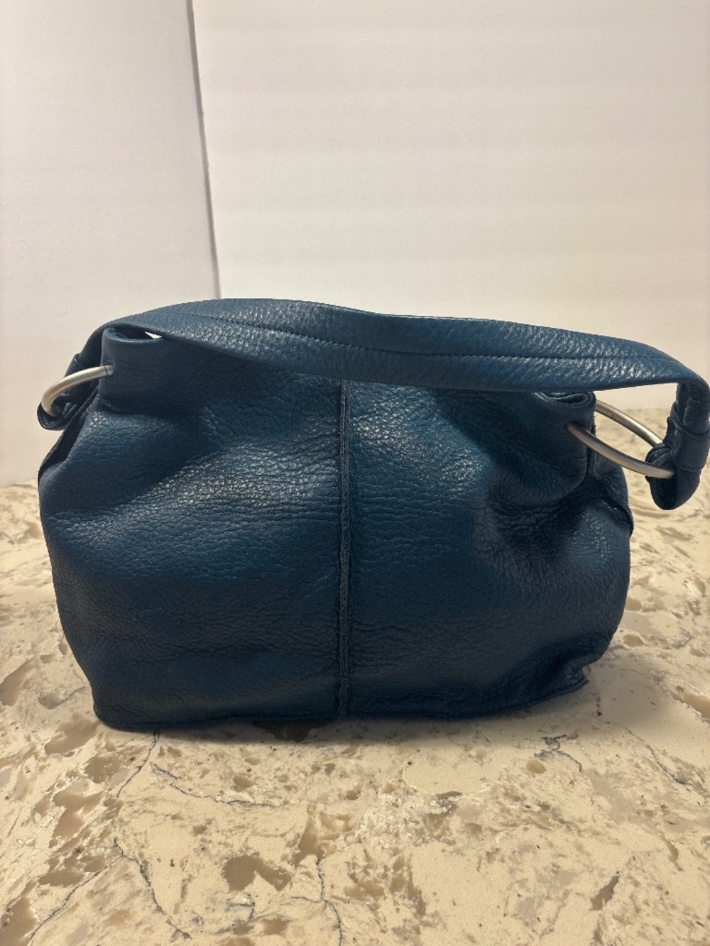 Talbots Deep Teal Pebbled Leather Hobo Shoulder Handbag